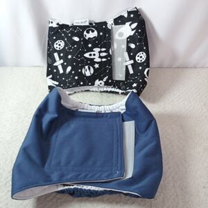 Dog Belly Bands Male Diaper Wrap Lot 2 Medium Washable PetSoft Diapers Space/Blu
